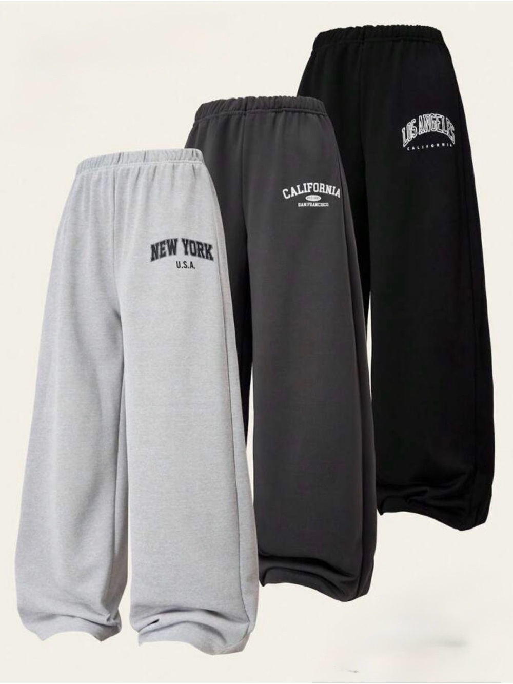 NWT Girl 12 Wide-Leg Sweatpants Trio - Gray, Charcoal, Black